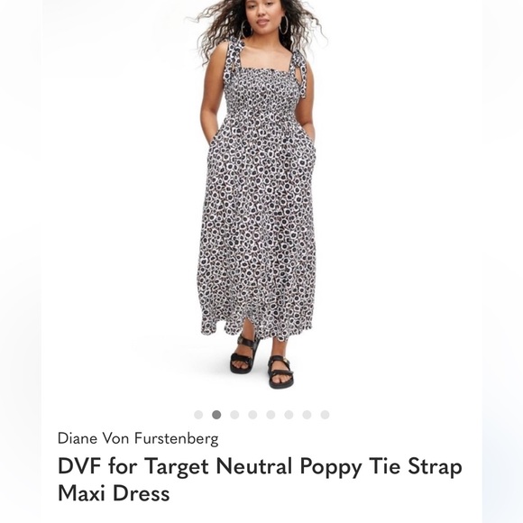Diane Von Furstenberg Dresses & Skirts - DVF for Target - Women's Smocked Tie Strap Neutral Poppy Midi Dress